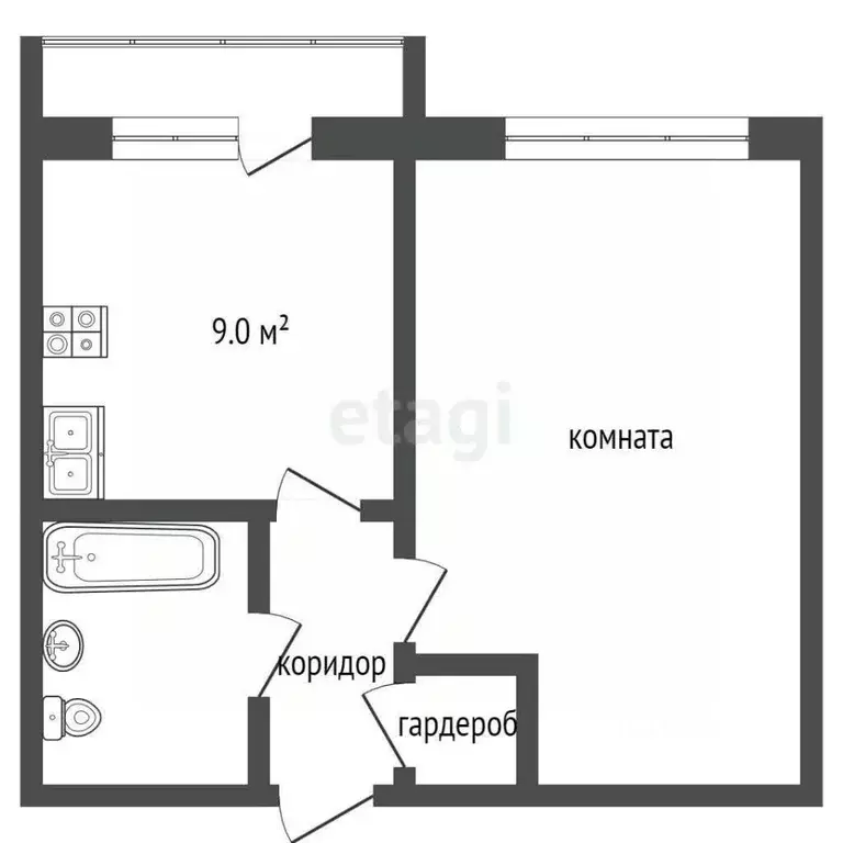 1-к кв. Владимирская область, Муром Радиозаводское ш., 33 (35.0 м) - Фото 1