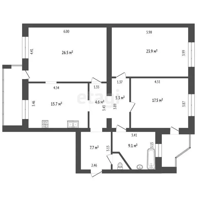 3-комнатная квартира: Тюмень, улица Николая Фёдорова, 6к1 (111.6 м) - Фото 0
