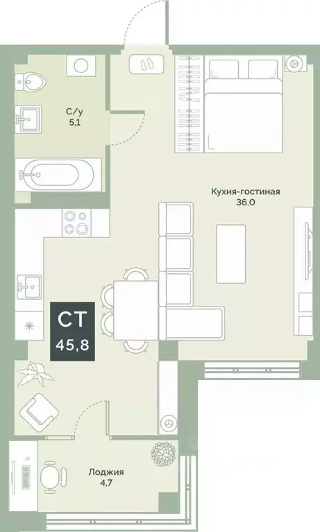 Студия Курганская область, Курган Заозерный жилрайон, 6А мкр, ул. ... - Фото 1