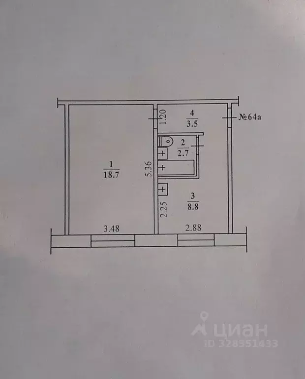 1-к кв. Саха (Якутия), Якутск ул. Кузьмина, 22/2 (34.0 м) - Фото 1