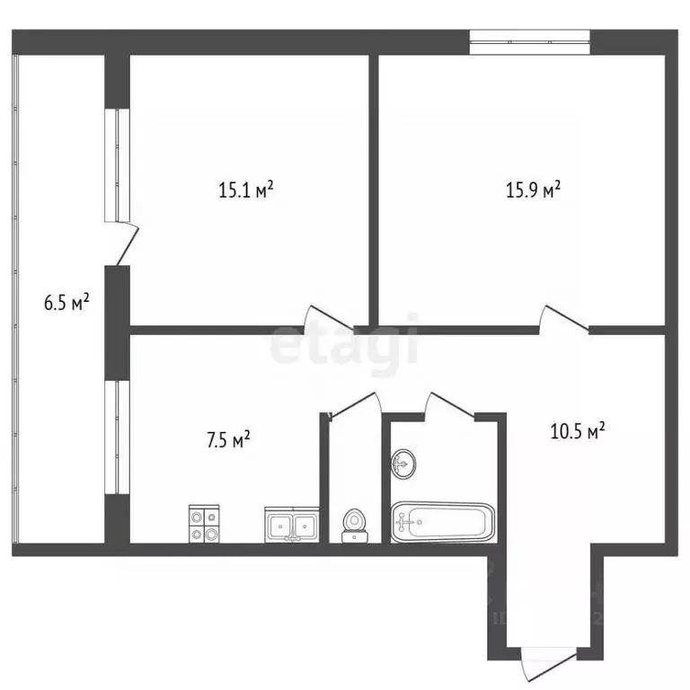 2-к кв. Архангельская область, Архангельск Воскресенская ул., 108 ... - Фото 2