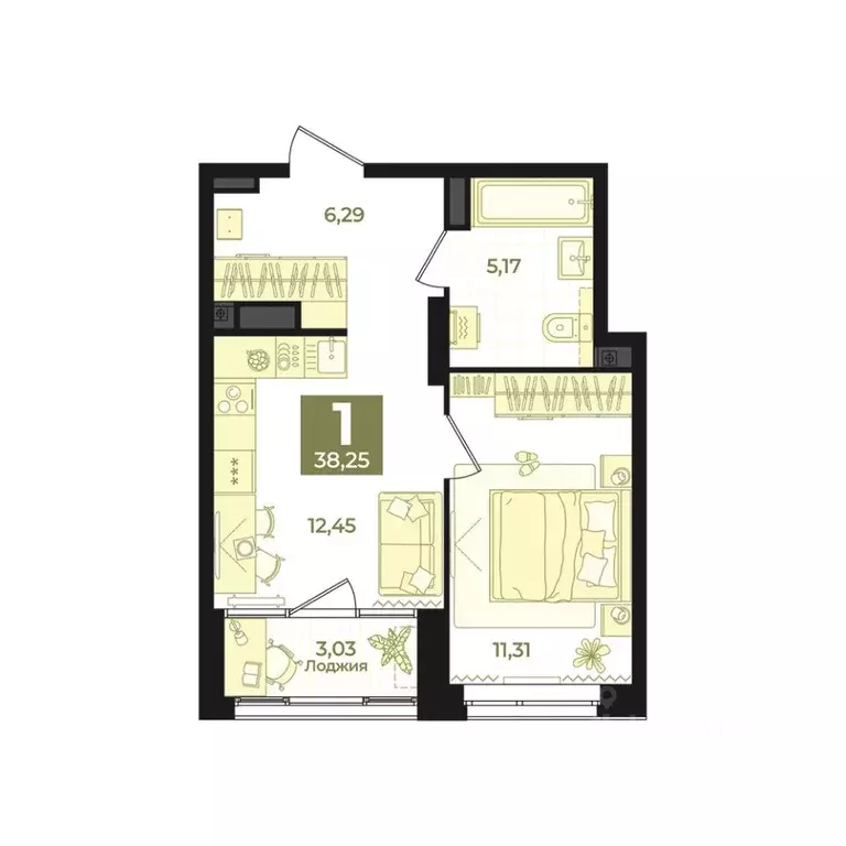 1-к кв. Свердловская область, Екатеринбург Втузгородок жилрайон, Б26 ... - Фото 1