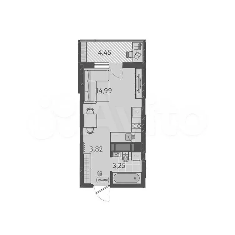 Квартира-студия, 23,4 м, 10/18 эт. - Фото 0