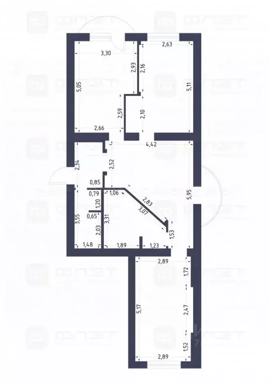 2-к кв. Татарстан, Казань ул. Зои Космодемьянской, 1 (86.8 м) - Фото 2