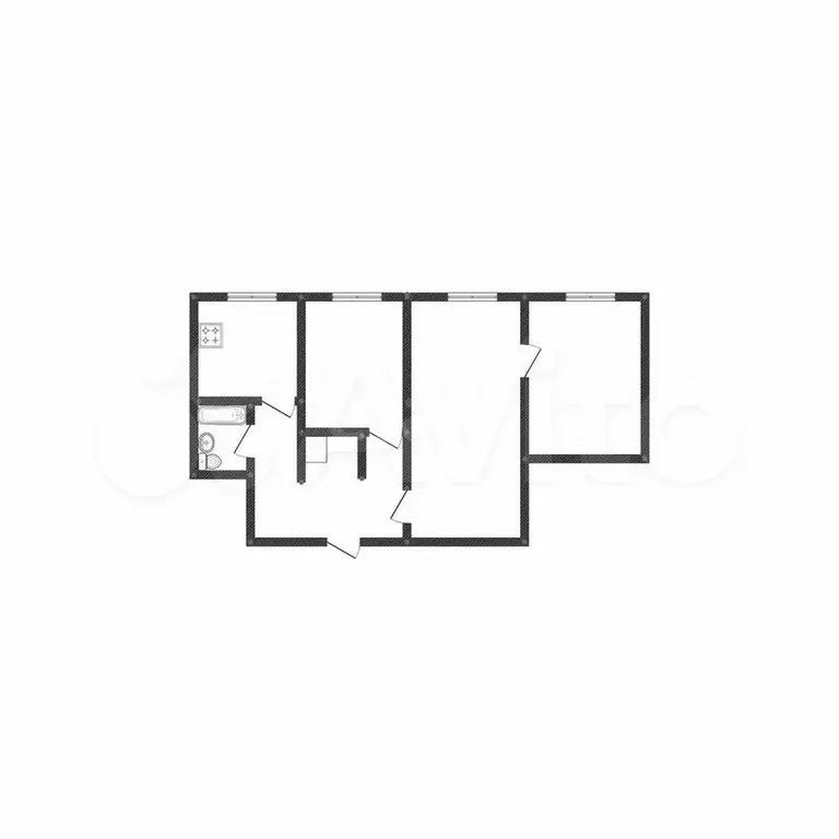 3-к. квартира, 57,4 м, 4/4 эт. - Фото 0