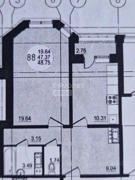 1-к кв. Липецкая область, Липецк ул. 50 лет НЛМК, 2Г (48.8 м) - Фото 1