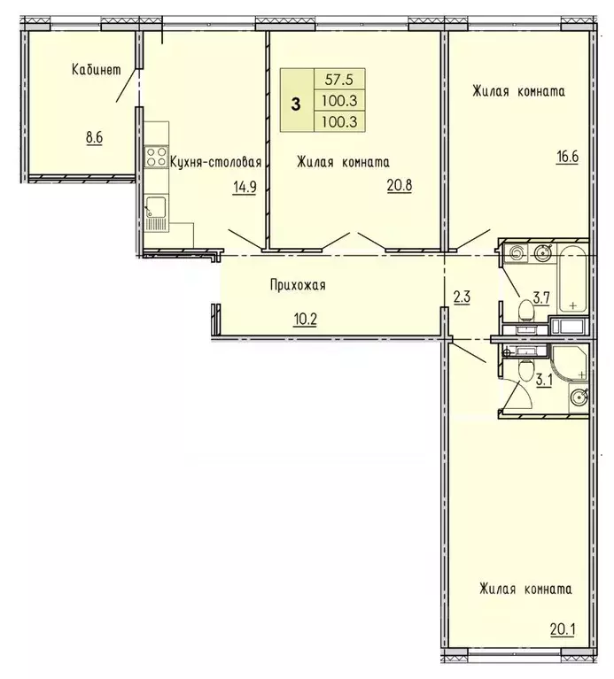 3-к кв. Пензенская область, Пенза ул. Яшиной, 2 (100.3 м) - Фото 0