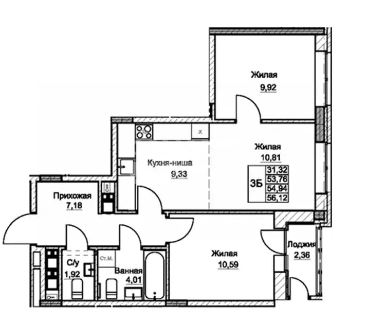 2-комнатная квартира: Ижевск, улица Чехова, 46 (56.12 м) - Фото 0