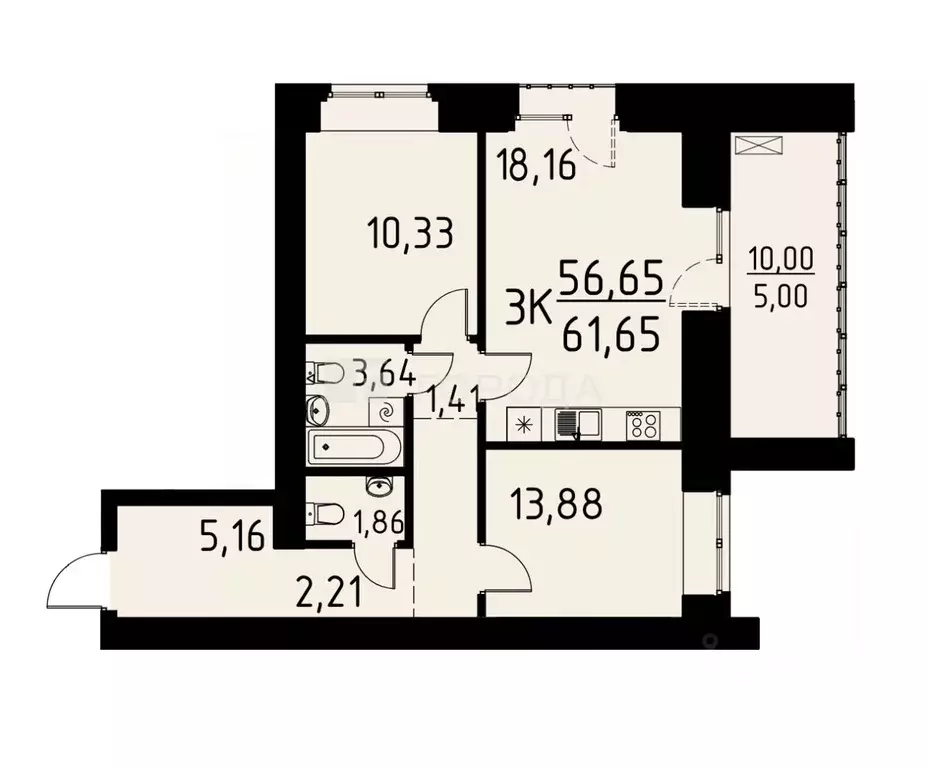 3-к кв. Томская область, Томский район, д. Кисловка, Северный мкр ул. ... - Фото 1