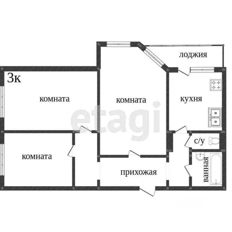 3-к кв. Ханты-Мансийский АО, Сургут Майская ул., 24 (63.3 м) - Фото 1