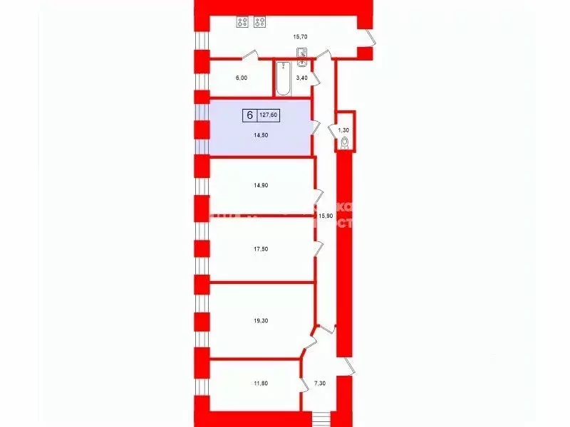 Комната Санкт-Петербург 8-я Советская ул., 34 (14.5 м) - Фото 2