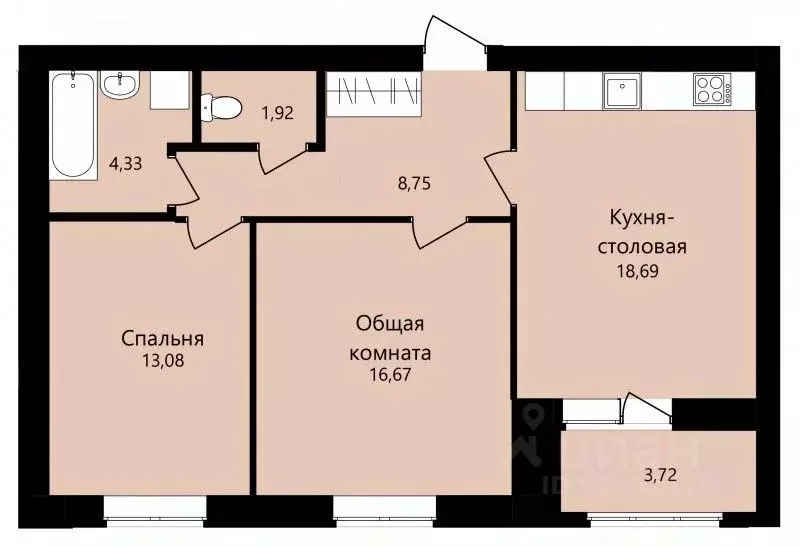 2-к кв. Мордовия, Саранск ул. Филатова, 11 (65.3 м) - Фото 0