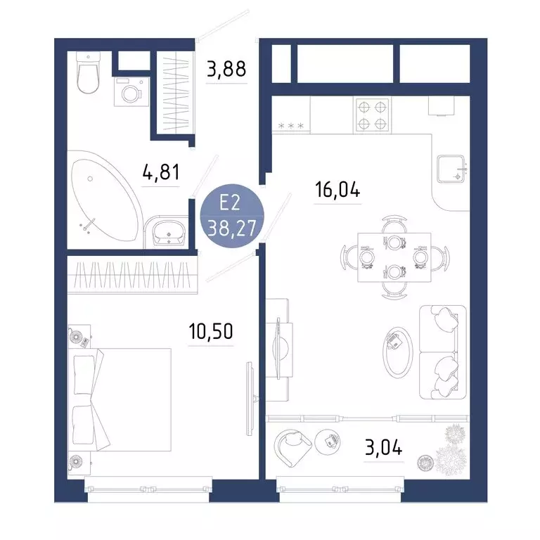 1-комнатная квартира: село Дядьково, 2-й Бульварный проезд, 8 (38.27 ... - Фото 2