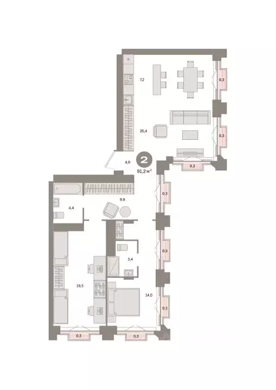 2-к кв. Москва Тагильская ул., 6/5 (91.2 м) - Фото 0