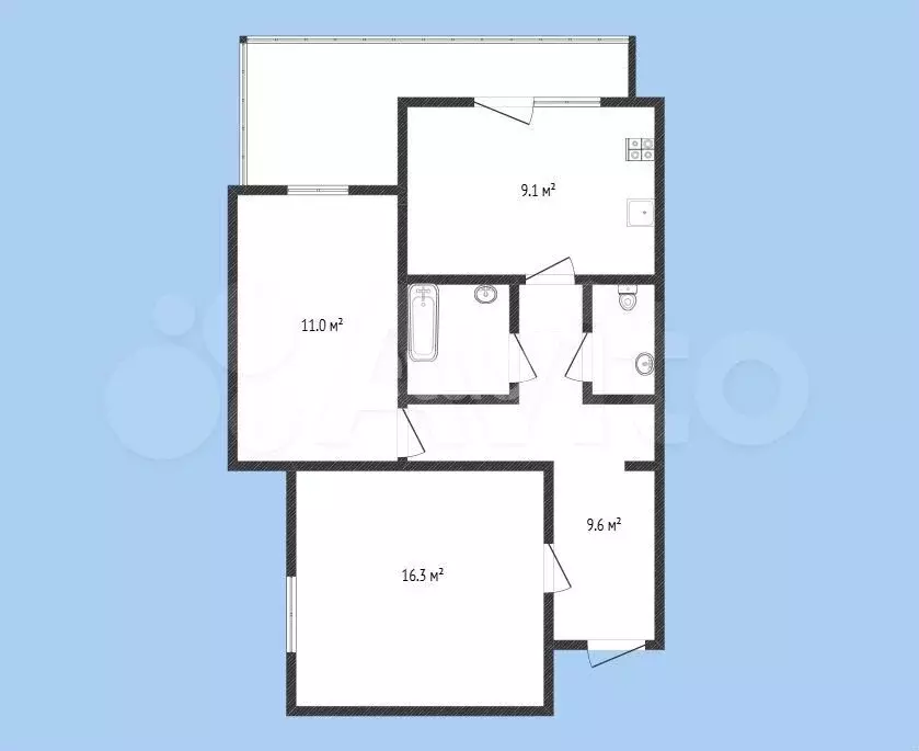 2-к. квартира, 50,1 м, 2/5 эт. - Фото 0
