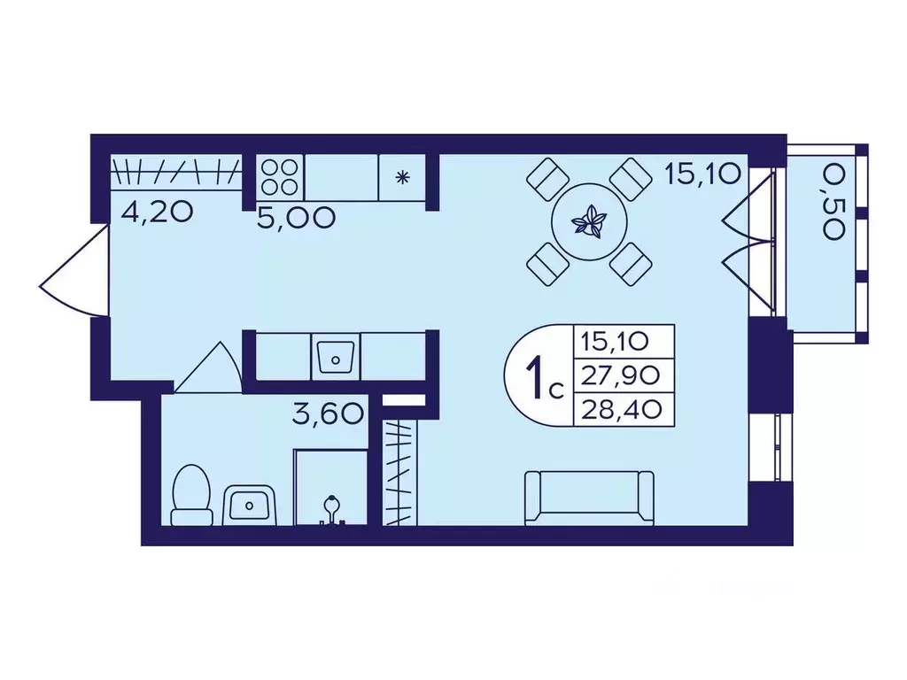 Студия Московская область, Балашиха Железнодорожный мкр, Центр-2 мкр, ... - Фото 1