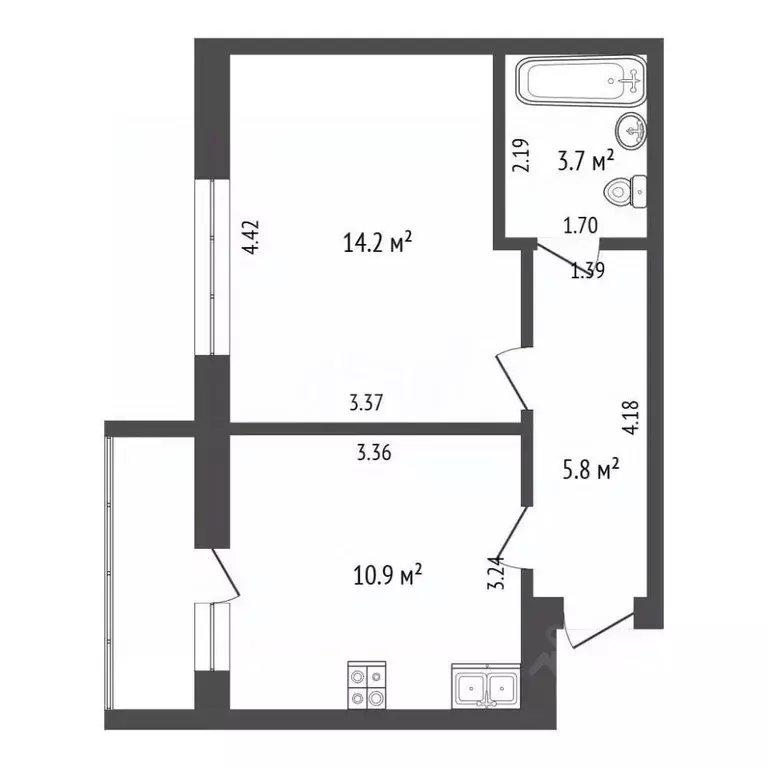 1-к кв. Архангельская область, Котлас просп. Мира, 16 (36.0 м) - Фото 1