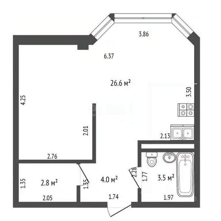 Студия Крым, Сакский район, с. Штормовое ул. 60 лет Октября (36.9 м) - Фото 1