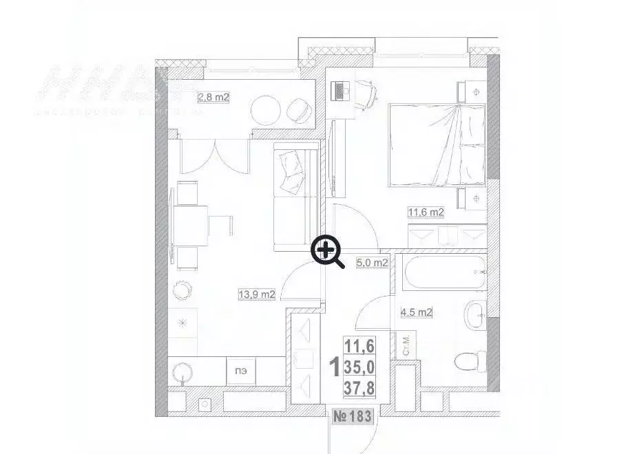 1-к кв. Нижегородская область, Нижний Новгород ул. Бетанкура, 7 (37.8 ... - Фото 2