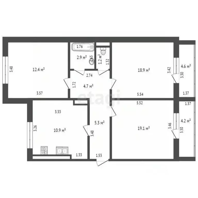 3-к кв. Ростовская область, Ростов-на-Дону Магнитогорская ул., 5/65б ... - Фото 1