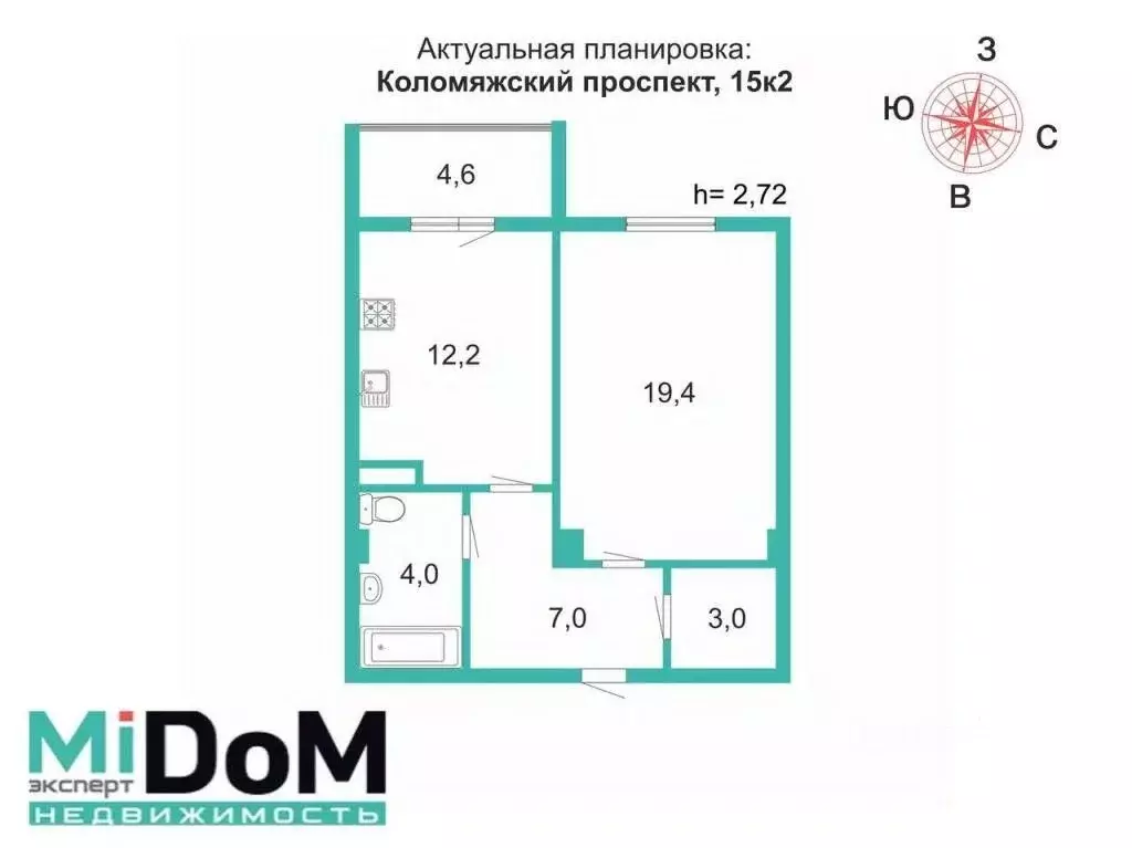 1-к кв. Санкт-Петербург Коломяжский просп., 15к2 (45.6 м) - Фото 1