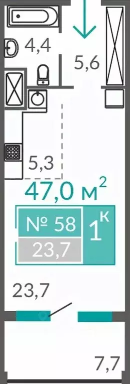 Студия Крым, Евпатория ул. Симферопольская, 2Ф (47.0 м) - Фото 0