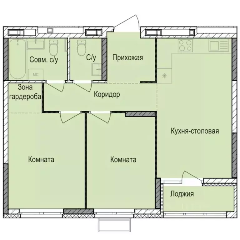 2-к кв. Удмуртия, Ижевск Автопроизводство жилрайон, Норвежский Лес ... - Фото 1