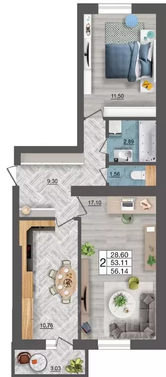 2-к кв. Смоленская область, Смоленск Краснинское ш., 26А (56.3 м) - Фото 1