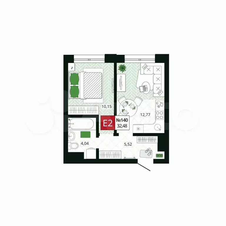 1-к. квартира, 32,5 м, 14/19 эт. - Фото 0