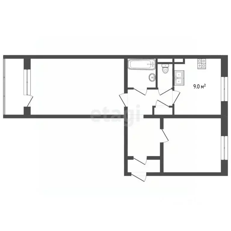 2-к кв. Ямало-Ненецкий АО, Муравленко ул. Ленина, 70 (52.2 м) - Фото 1