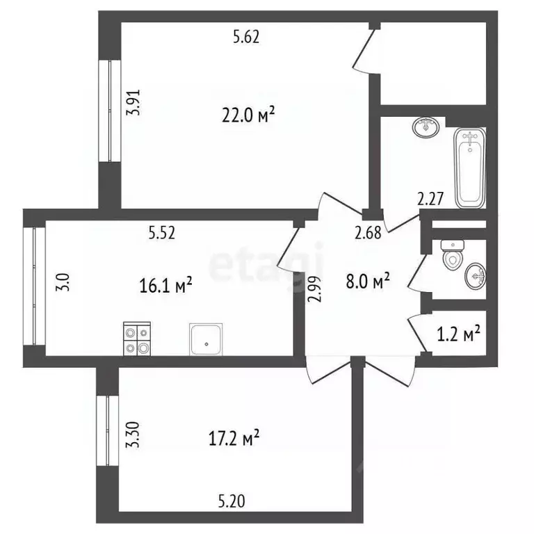 2-к кв. Ямало-Ненецкий АО, Новый Уренгой Оптимистов мкр, 10/1 (74.3 м) - Фото 2