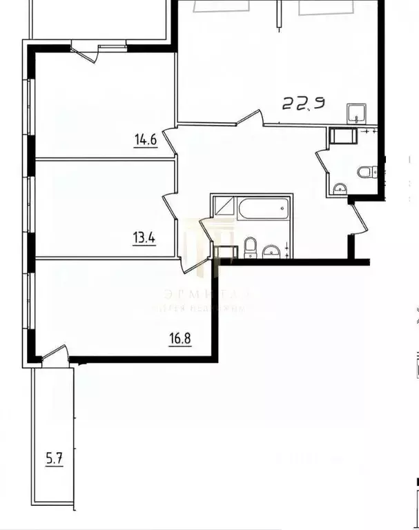 3-к кв. Санкт-Петербург Ленинский просп., 45к1 (91.1 м) - Фото 2