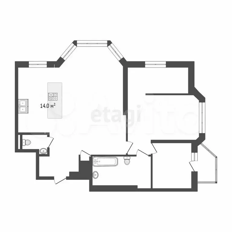 3-к. квартира, 83,6 м, 11/24 эт. - Фото 0