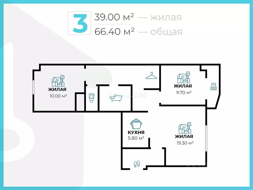 3-к кв. Волгоградская область, Волгоград ул. Расула Гамзатова, 11 ... - Фото 2