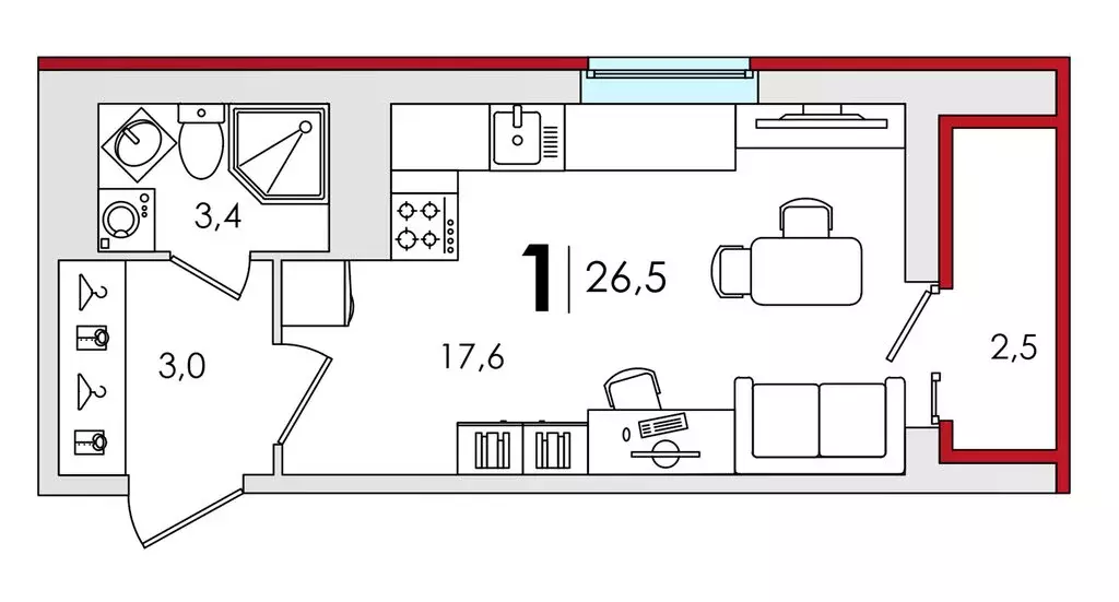 Квартира-студия: Тверь, улица С.Я. Лемешева, 8 (27 м) - Фото 1