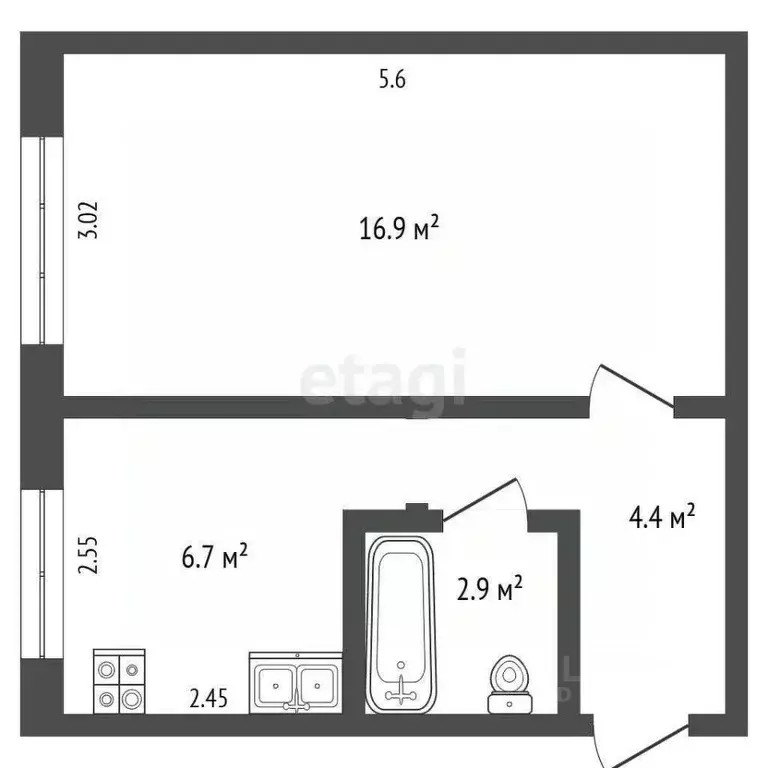 1-к кв. Омская область, Омск ул. 75-й Гвардейской Бригады, 5 (31.0 м) - Фото 1