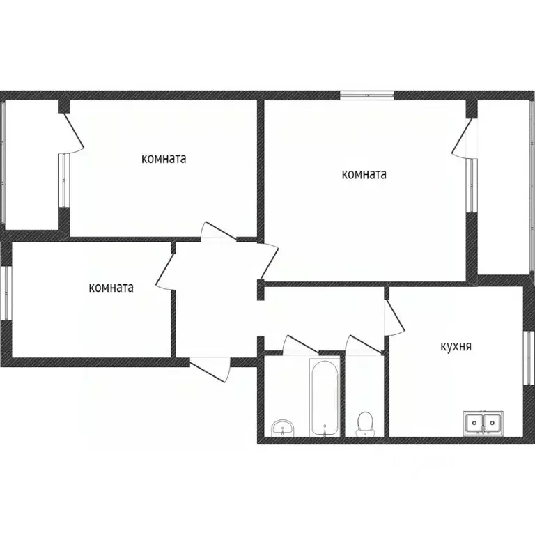 3-к кв. Тюменская область, Тобольский муниципальный округ, ... - Фото 2