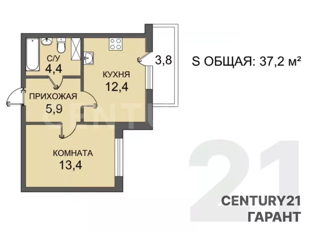 1-к кв. Санкт-Петербург пос. Шушары, Школьная ул., 9 (37.2 м) - Фото 2