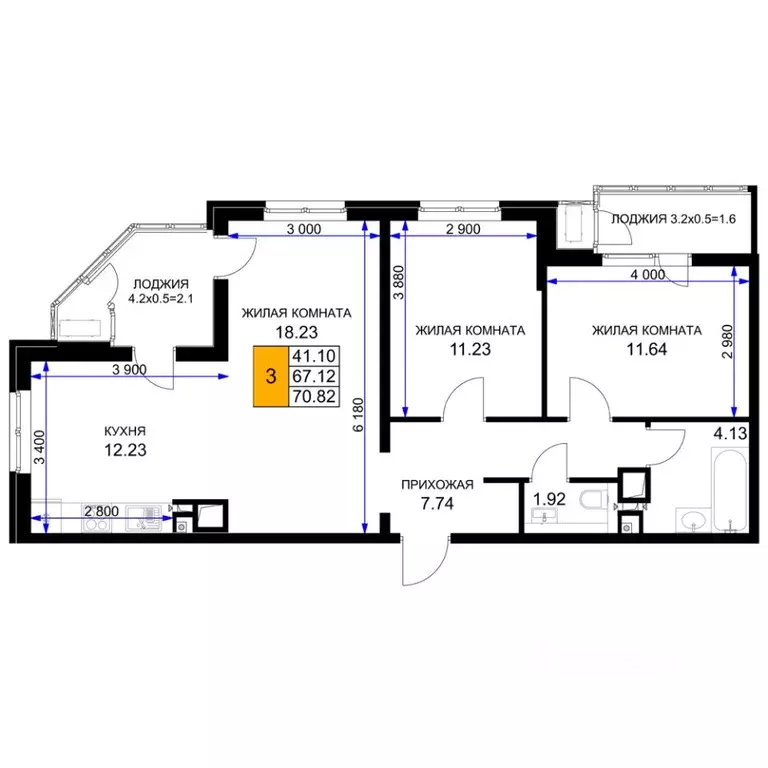 3-к кв. Краснодарский край, Краснодар 2-я Площадка мкр, ул. Ветеранов, ... - Фото 1