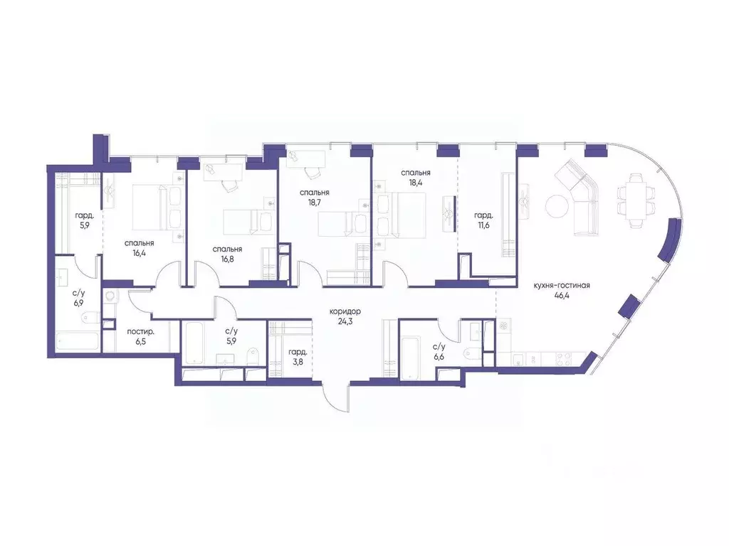 4-к кв. Москва Начало жилой комплекс (188.1 м) - Фото 1