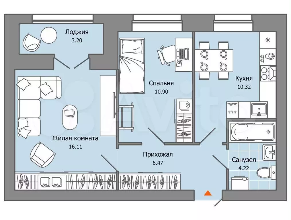 2-к. квартира, 50 м, 7/8 эт. - Фото 0