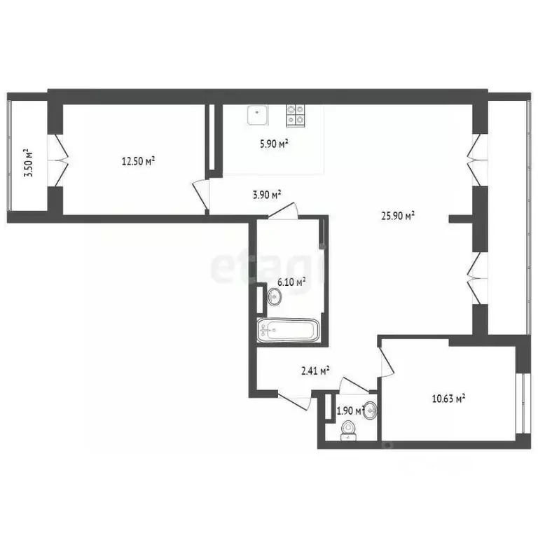2-к кв. Тюменская область, Тюмень ул. Тимирязева, 8к1 (69.3 м) - Фото 1