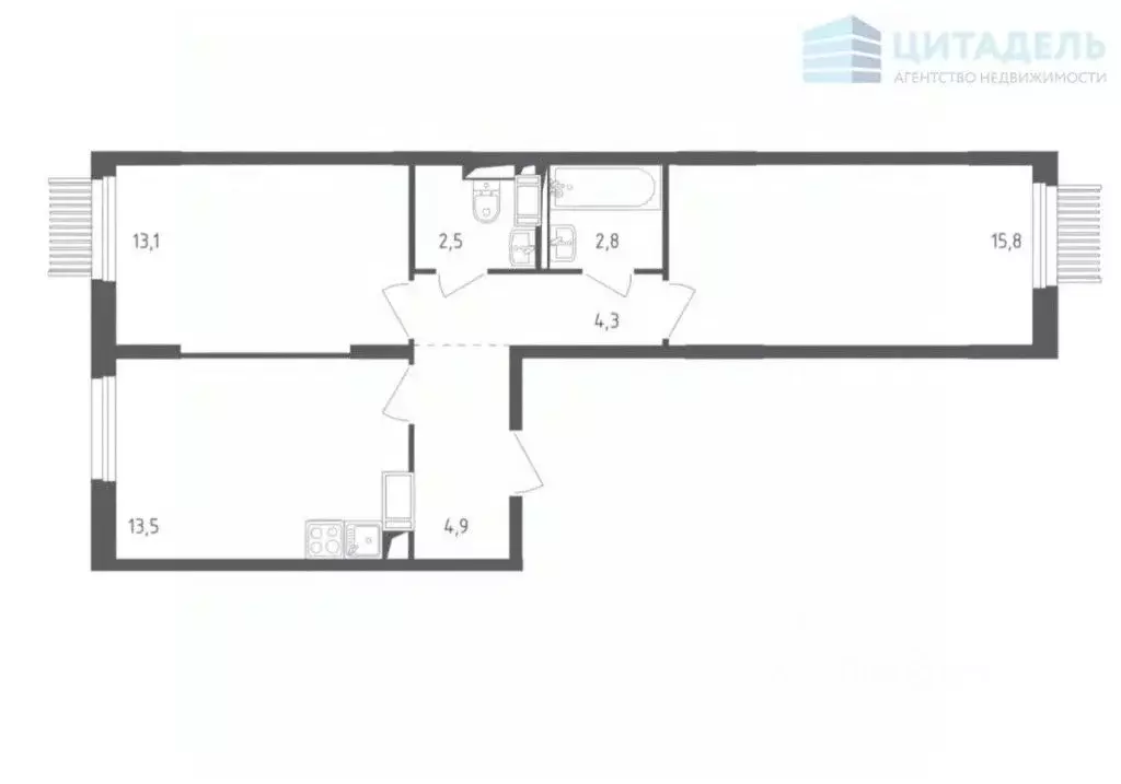 2-к кв. Московская область, Мытищи пер. 1-й Стрелковый, 5 (55.7 м) - Фото 2