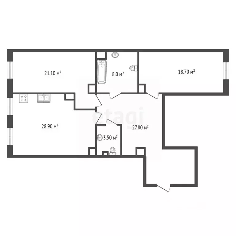 2-к кв. Санкт-Петербург, Санкт-Петербург, Пушкин Захаржевская ул., 14 ... - Фото 2
