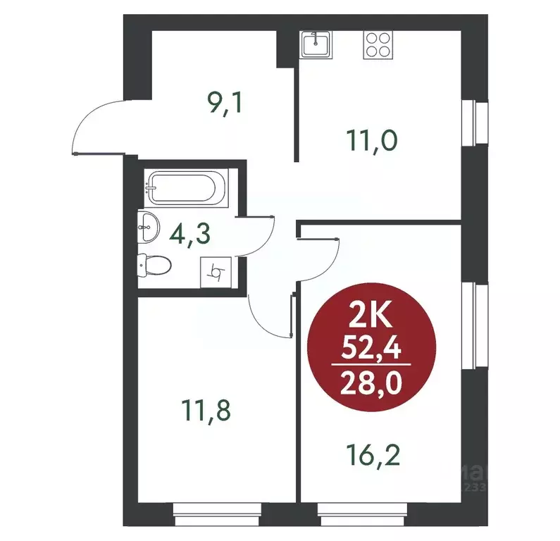 2-к кв. Новосибирская область, Новосибирск Скандинавские Кварталы ... - Фото 1