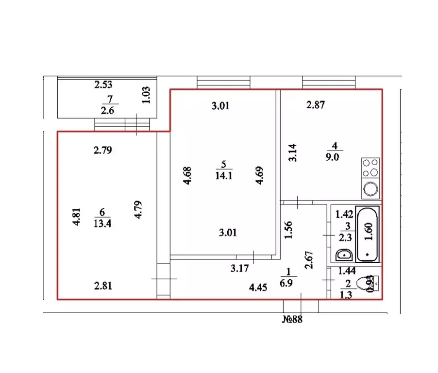 Продаётся 2-к квартира, 47 м - Фото 1