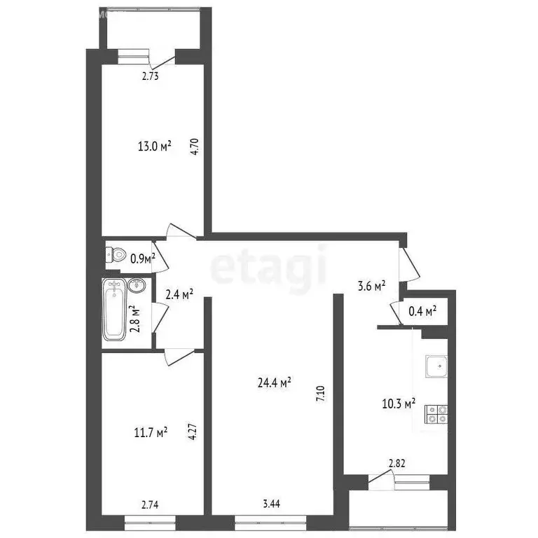 3-комнатная квартира: Усинск, Пионерская улица, 16 (69.5 м) - Фото 0