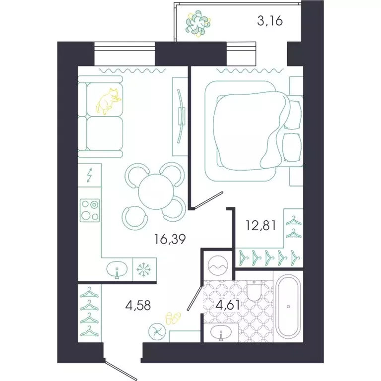 1-комнатная квартира: Пенза, Колышлейская улица, 7 (39.97 м) - Фото 0