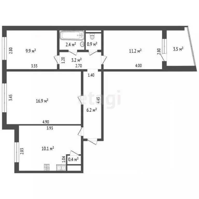 3-к кв. Ростовская область, Ростов-на-Дону ул. Зорге, 31/1 (61.2 м) - Фото 1