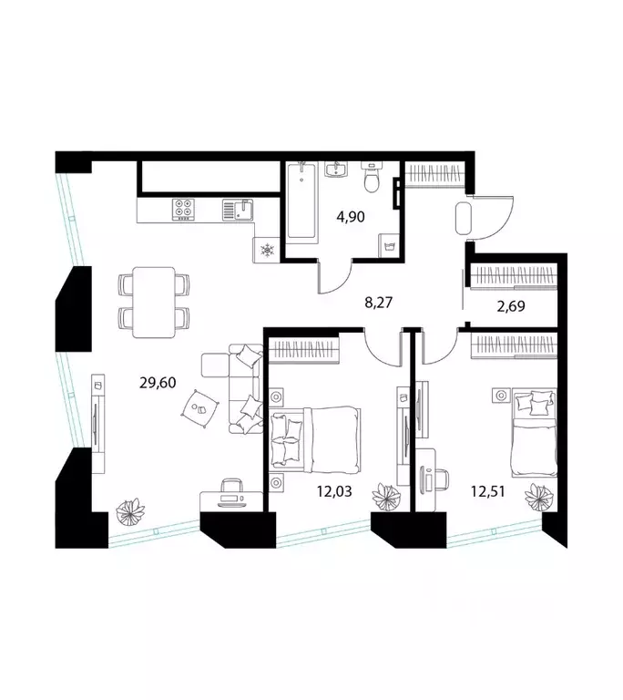 2-к кв. Рязанская область, Рязань пер. 1-й Осенний, 15 (70.0 м) - Фото 1